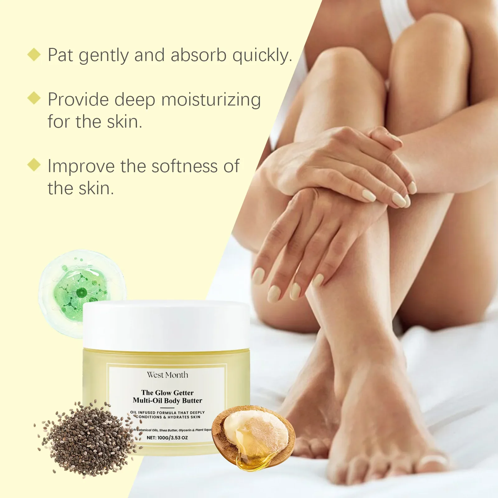 West & Month Moisturizing Firming Body Moisturizer Skin Massage Moisturizing Care Hydrating Moisturizing Firming Skin Beauty 4