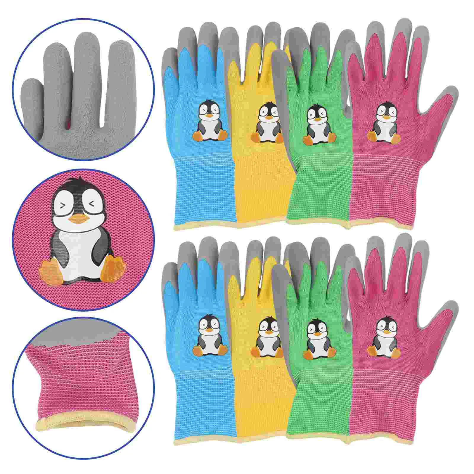 4 Pairs Children's Gloves Work Reusable Gardener Gifts Outdoor Sports Clean for The Protective Emulsion Durable Working
