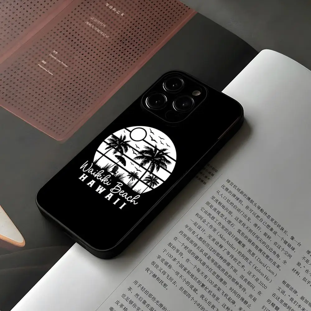 Waikiki Beach Hawaii Family Vintage Sunset Phone Case Per Iphone 15 12 14 Se 2022 Pro Max 11 13 Xr X Xs Mini Plus Funda Shell