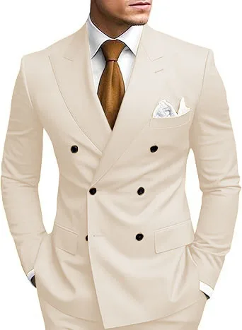 Man 2 Piece Outfit Set Double-breasted, Double-slit Suit for  Wedding Dresses Stage Costume Graduation Casual Suit