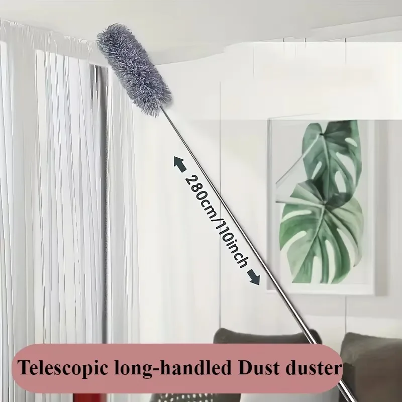 Microfiber Dust Extendable Curved Ceiling Cleaning Broom 1PC 280CM Household Electrostatic Precipitator Cleaning Tool