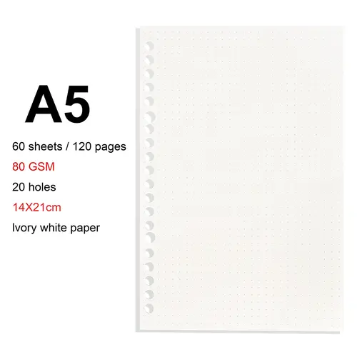 A4/B5/A5 Loose Leaf Refill Binder Notebook Blank/Line/Grid/Cornell Replacable Metal Ring Office&School Supplies Stationery - Image 18