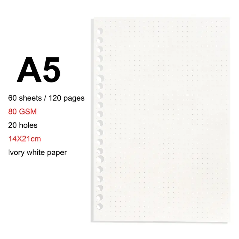 A4/B5/A5 Loose Leaf Refill Binder Notebook Blank/Line/Grid/Cornell Replacable Metal Ring Office&School Supplies Stationery - Image 18