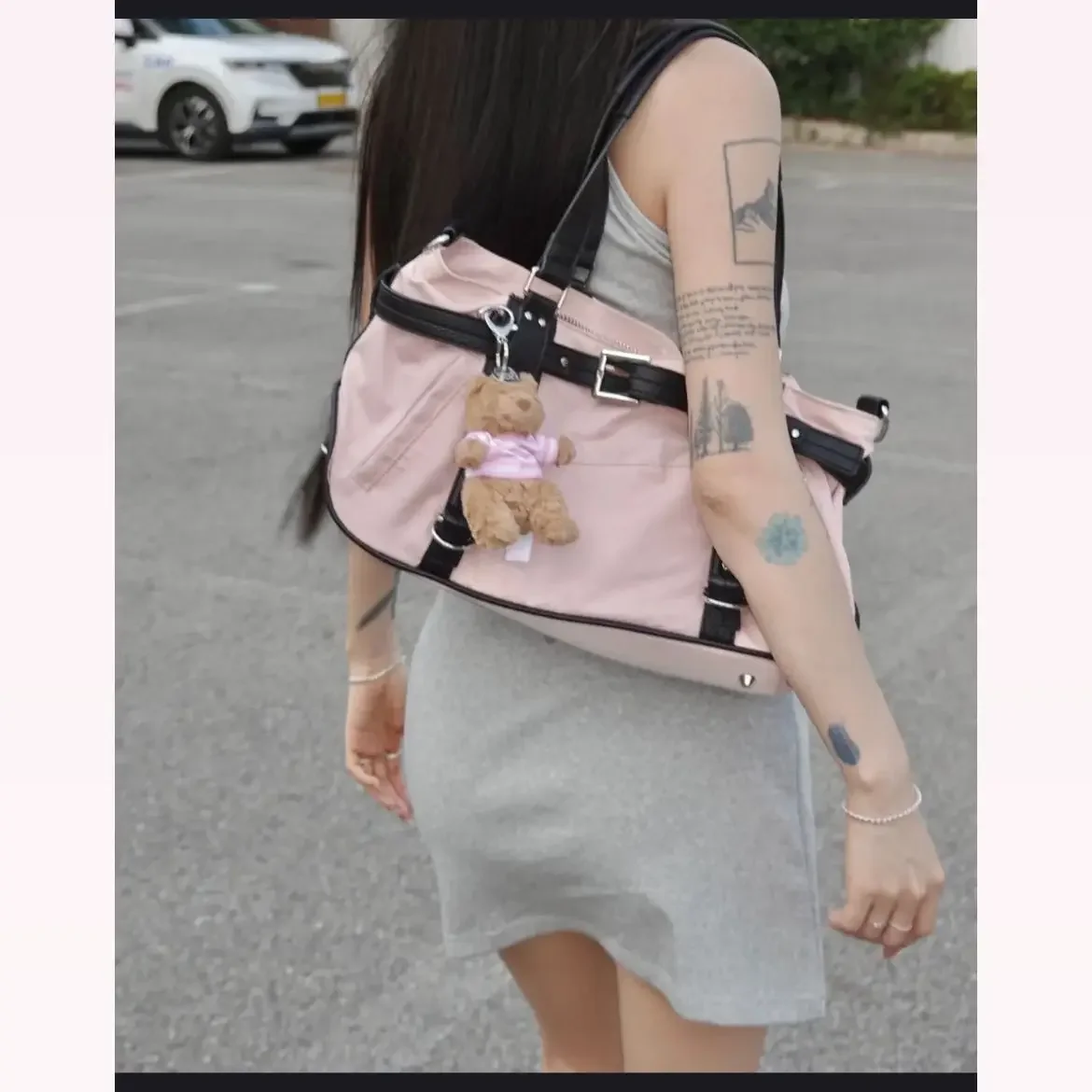 Y2k Large Capacity Pink Travel Crossbody Bag Women Versatile Leopard Print Shoulder Bag New Trend Sports Gym Handbag 4
