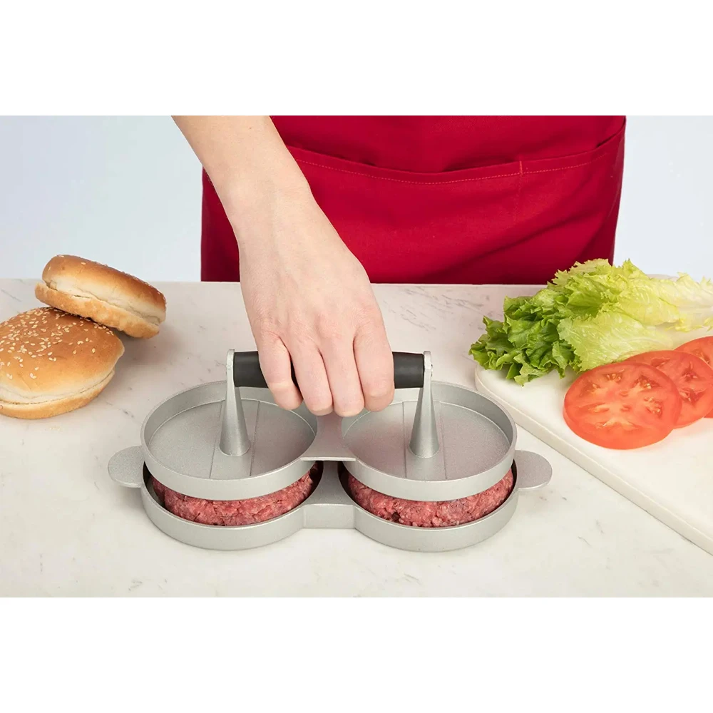 Double Hamburger Press Burger Press Non-Stick Die-Cast Aluminum Home KFC YO-20