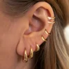 3Pairs Set Fashion Stainless Steel Crystal Oval Huggie Hoop Earrings for Women 18K Gold Plated Dangle Hoop Earring Punk Jewelry