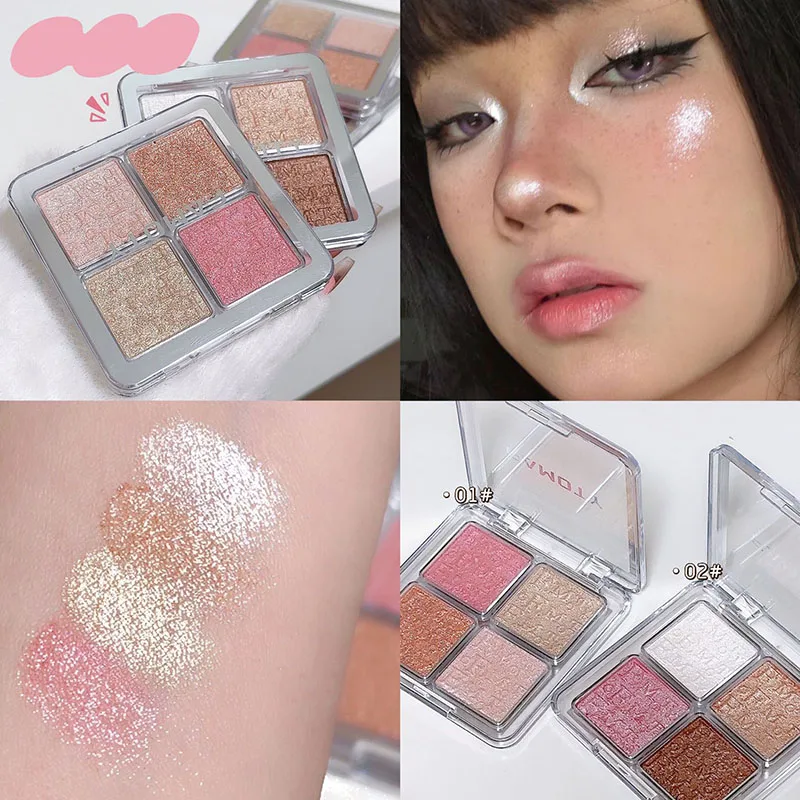 4 Color Highlighter Powder Palette Diamond High Gloss Shine Fairy Powder Bronzers Contour Face Body Illuminator Makeup Cosmetics
