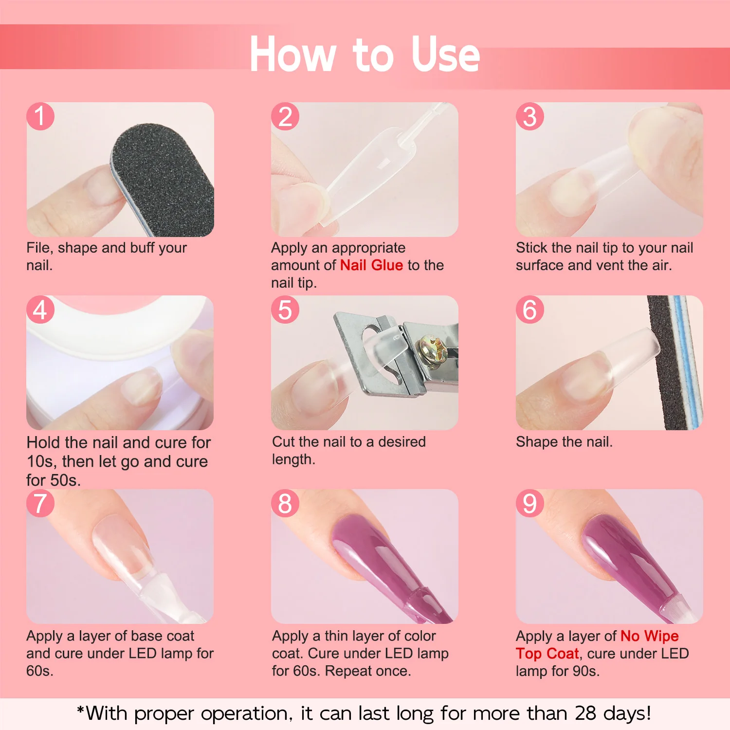 2pcs 15ml Nail Glue & No Wipe Top Coat, Glossy Effect Long Lasting Soak Off Cure Needed Gel Nail Polish for Starter Manicure