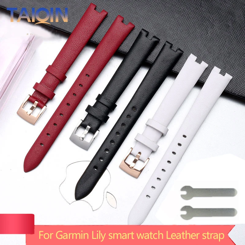 Premium Genuine Leather Watchband & Silicone Sport Bracelet - Red & White