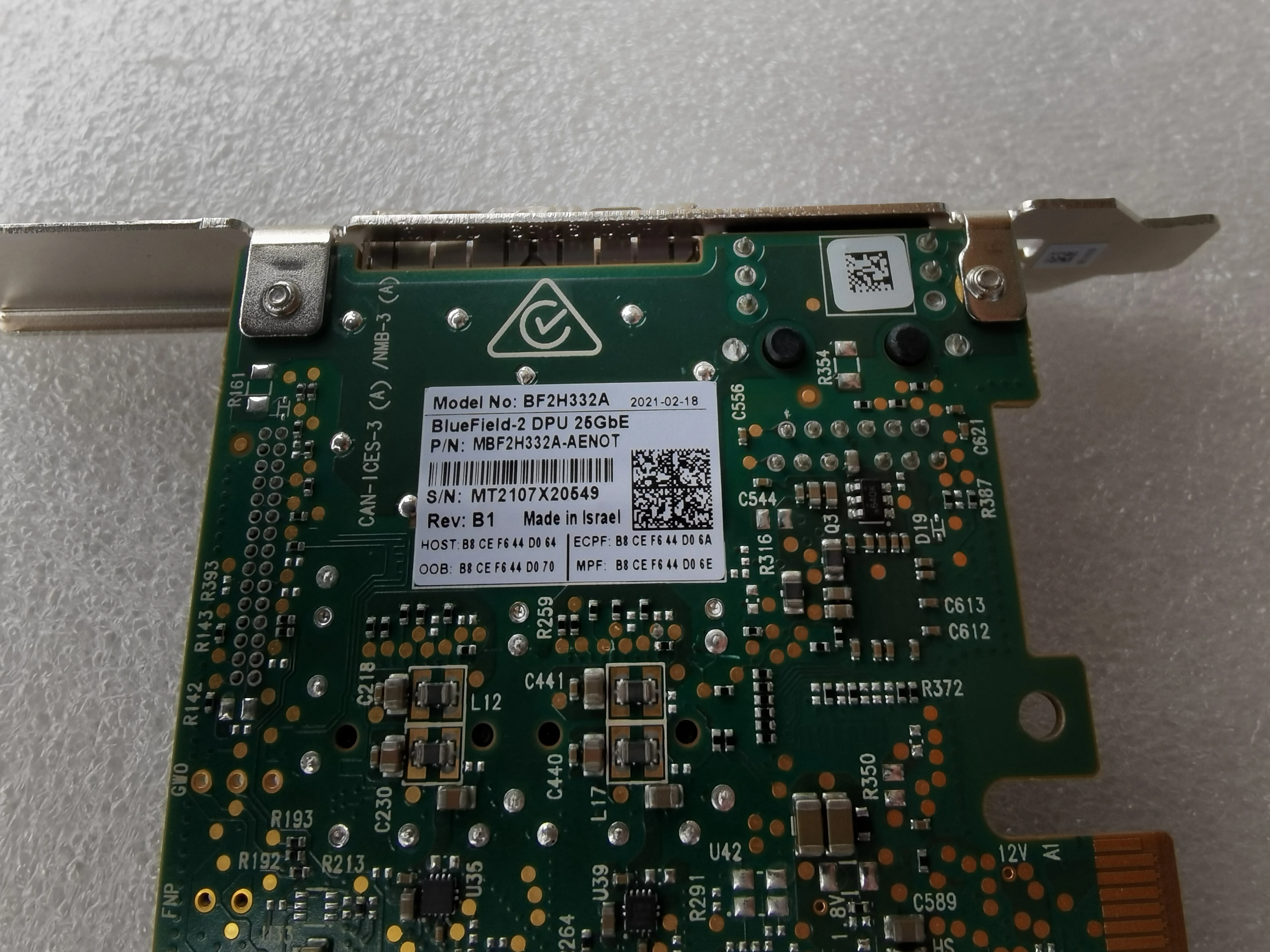 Mellanox MBF2H332A-AENOT BlueField-2 DPU 25GbE 용 네트워크 카드, SmartNIC MBF2H332A 어댑터, 듀얼 포트 SFP56