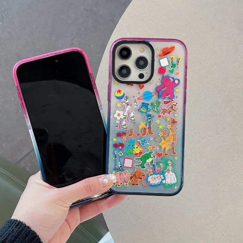 

Creative Cartoon Toys 2.0 Acrylic Colorful Border Phone Case Cover for IPhone 11 12 13 14 15 Pro Max Case for IPhone 15 Pro Max