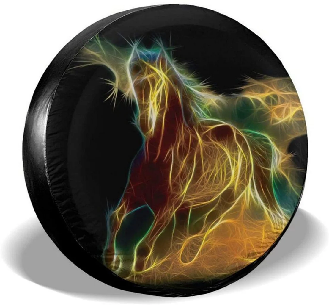 

Запасные покрышки Firehorse с фрактальными животными, защита от погодных условий, аксессуары для RV, SUV, грузовиков, прицепов, автомобилей 14 дюймов
