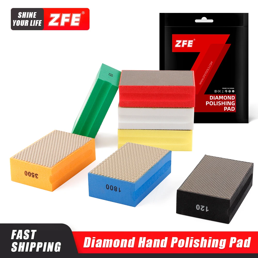 

ZFE 1Pc-20Pcs Diamond Hand Polishing Pads 95x60mm Glass Abrasive Grinding Block Pad Stone Marble Ceramic Abrasive Sanding Disc