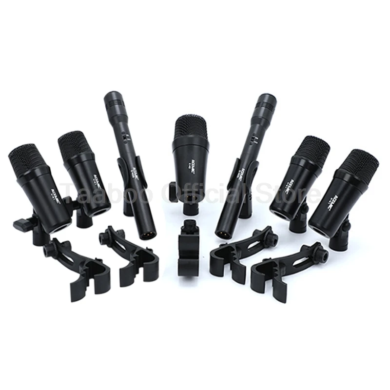 Multi Microphone Kits Professional Musical Instrument Set Sound Recording Wired Mic for Bar Band Stage Performance Show with Box