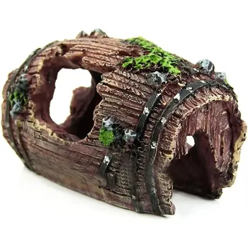 Aquarium Artificial Barrel Cave Resin Ornaments Decorations Landscaping Accessories For Fish Tank Aquarium Decoration Supplies