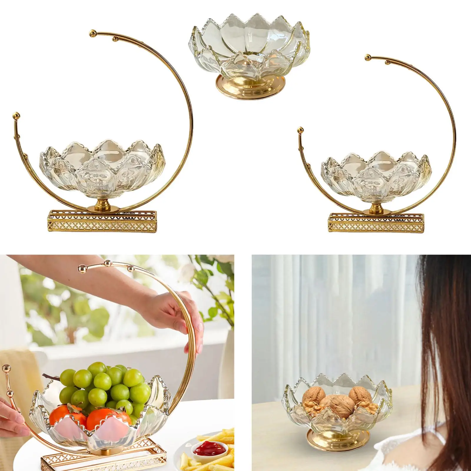 Luxury Fruit Tray Snack Bowl Party Display Centerpiece Decoration Table Organizer Serving Dish for Candy Nuts Living Room