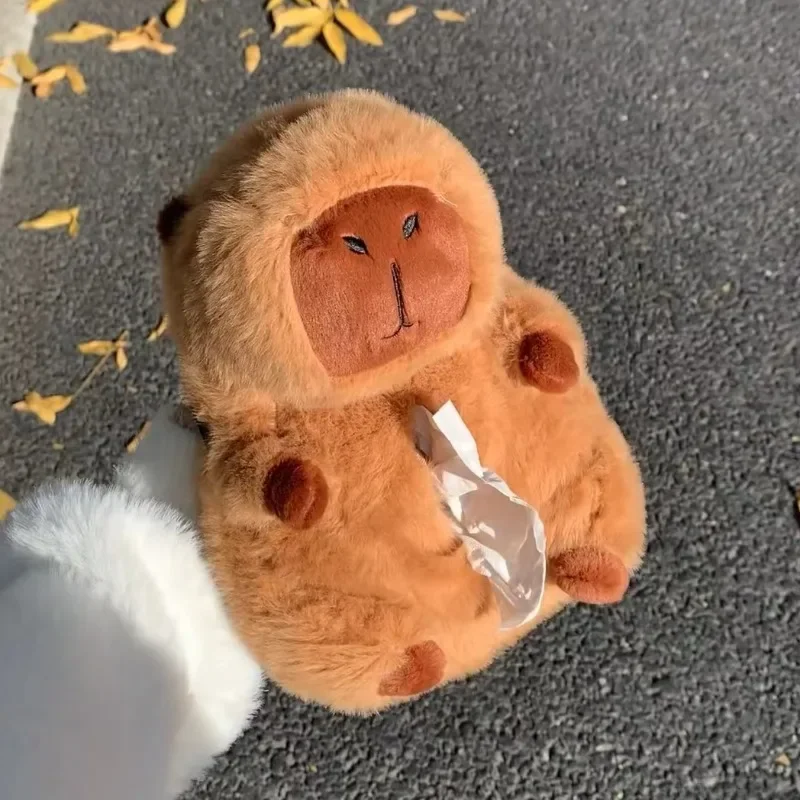 Capybara Plush Car Tissue Box Cute Cartoon Car Seat Back Kawaii Home Decoration Women Plushie Toy Gift for Girl Friend
