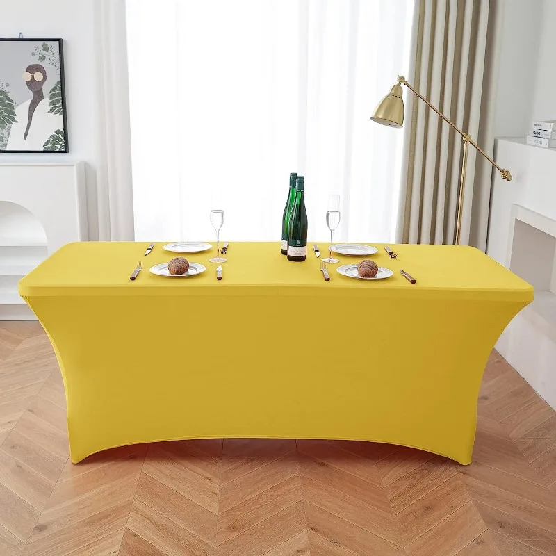 Stretch Spandex Table Cover Fitted Table Clothes for 4/6/8 Foot Rectangle Tables Black for Home Parties