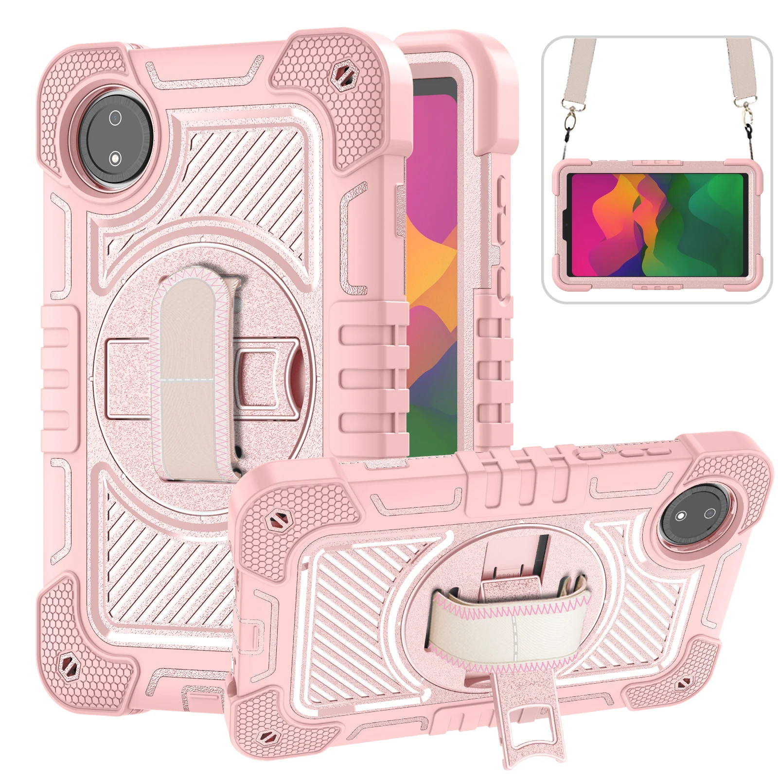 360 Rotatable Shockproof Case with Stand, Hand and Shoulder Straps