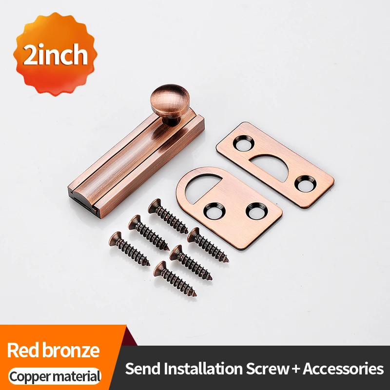All-Copper Bolts Latch Surface Mounted Door Lock 2/3/4/6/8inch Strong For Home Hardware Gate Safety Sliding Locks Door Bolt Door Latch Door Lock Cylinder Baby Safety Lock Lock Padlock
