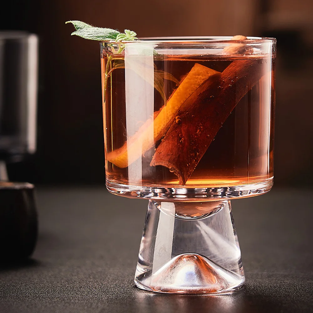 Japanese-Style High-Footed Snow Mountain Bottom Glass Coffee Cup Pack Of 6