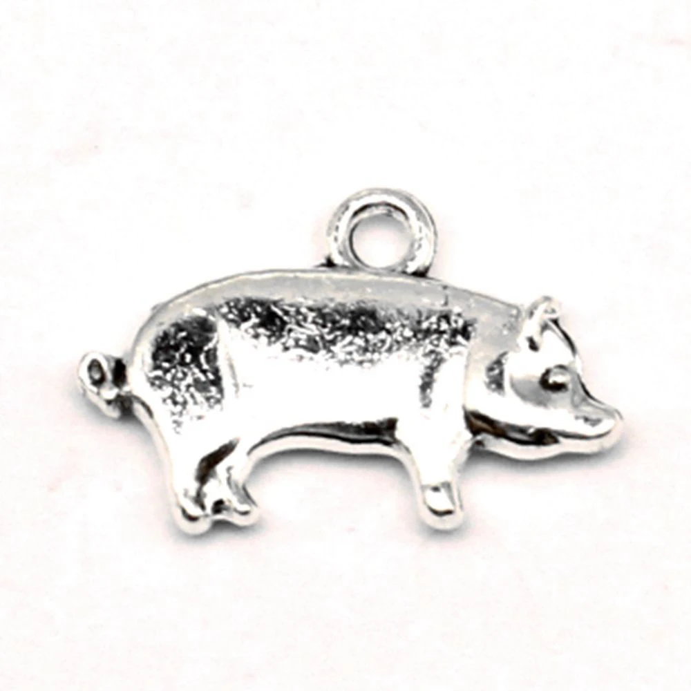 

100pcs Wholesale Jewelry Lots Pig Charms Pendant Supplies For Jewelry Materials 13x19mm