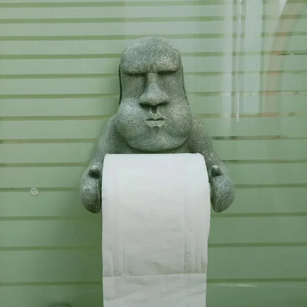 Easter Island Moai Tissue Holder Wall Mounted Resin Statue Toilet Paper Holder Moai Statue Bathroom Tissue Holder 3