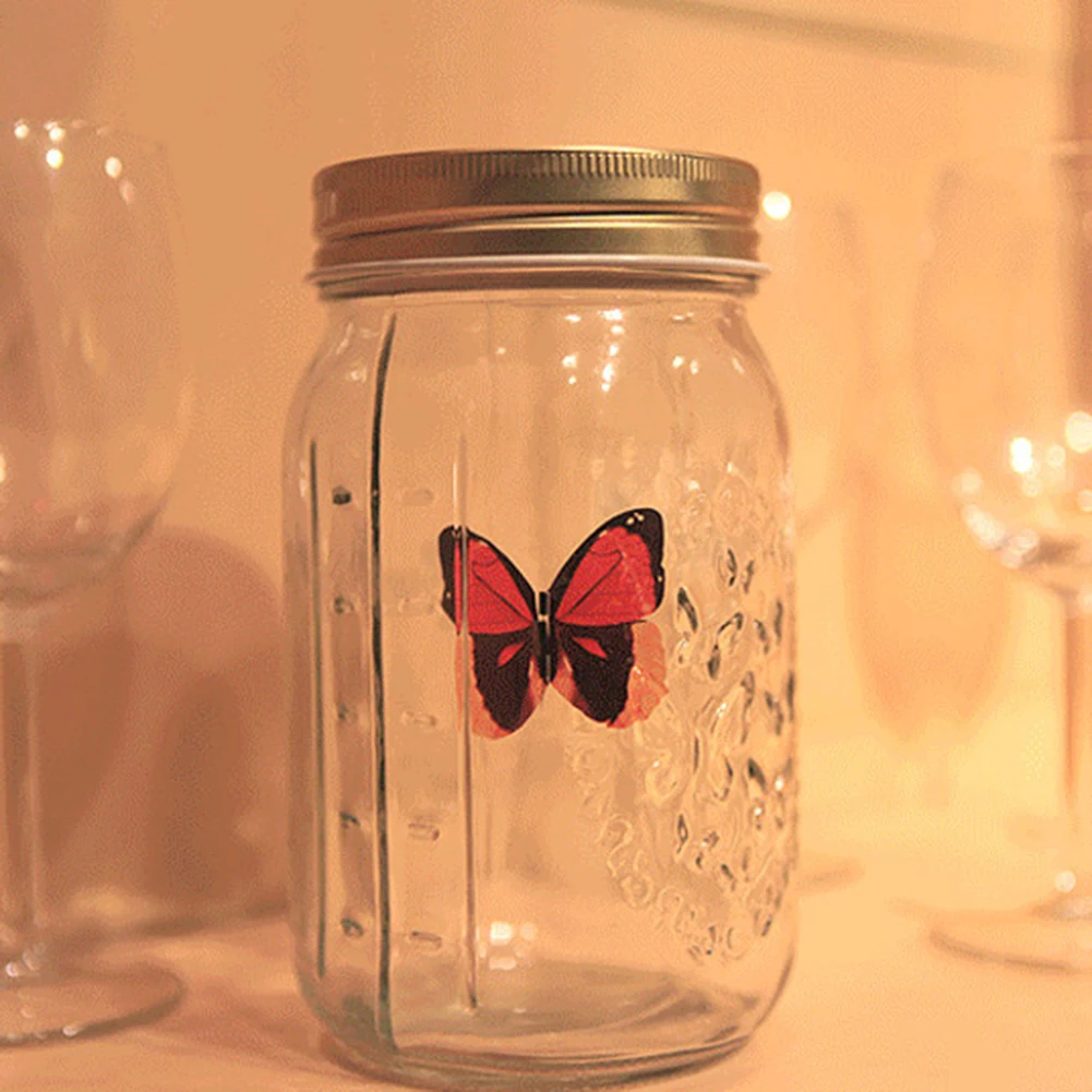 Magic Flying Butterfly Jar Lampada A Led Glass Mason Jar Simulazione Animated Butterfly Insect Collection Bottle Regalo Novità