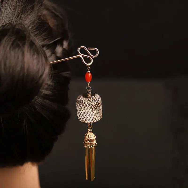 

Vintage Hairpin Ancient Chinese Hanfu Metal Hair Stick with Lantern for Women