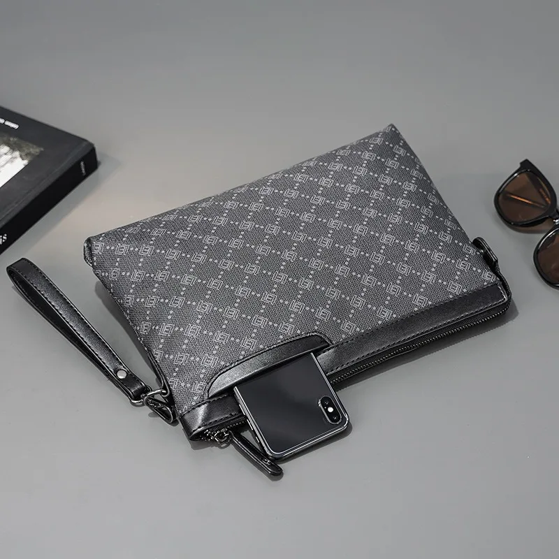 New Letter Plaid Clutch Men Hand Bag Luxury Brand Design Men's