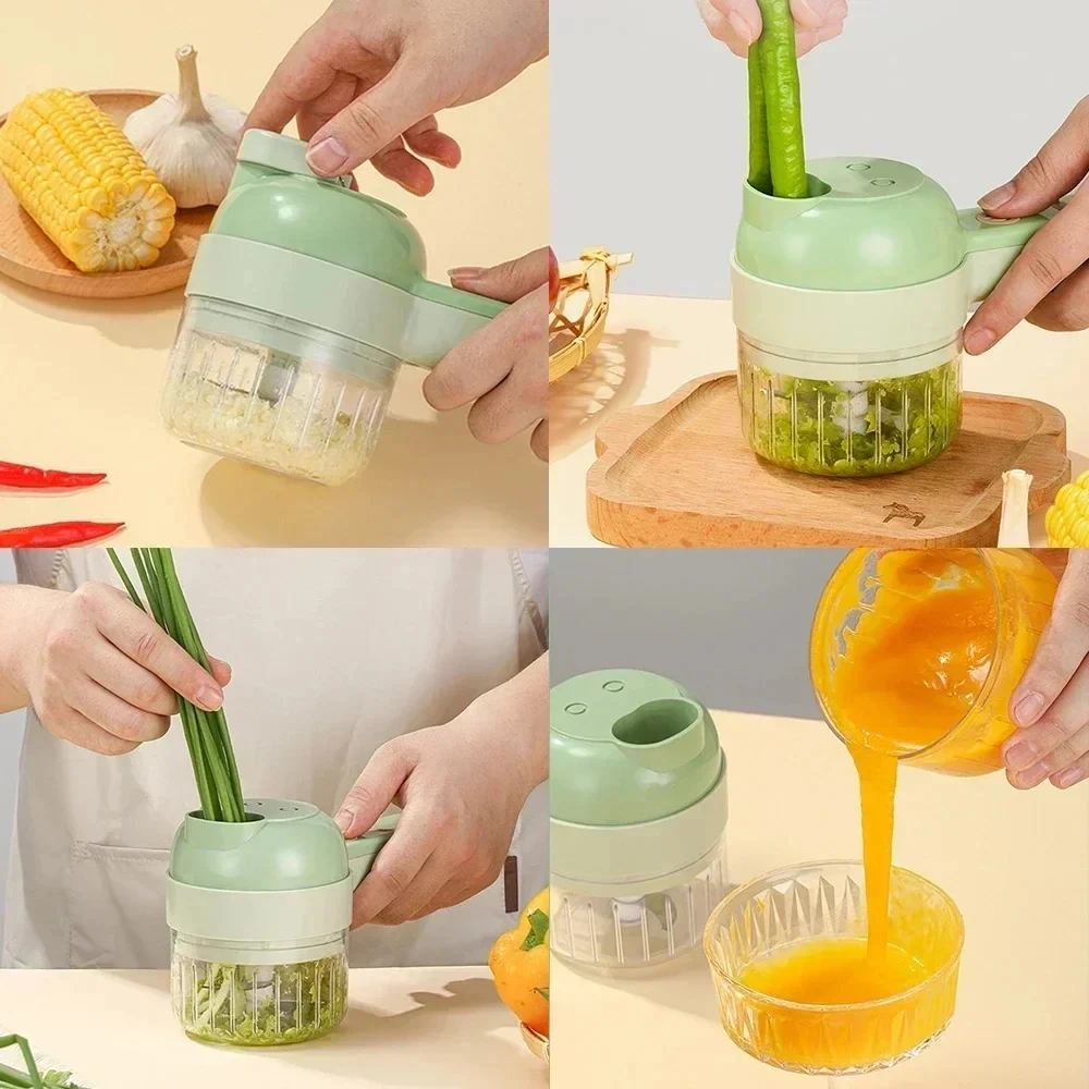 4 in 1 Vegetable Processing Machine Electric Food Processor Vegetable Cutter Garlic Masher Wireless Grinder Tools vegetable slicer fruit slicer vegetable cutter garlic chopper food processor