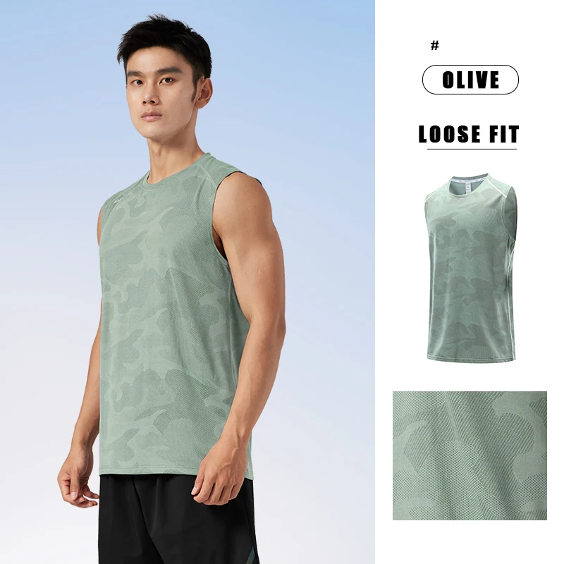 남성용 퀵 드라이 위장 탱크 스트레치 아이스 실크 민소매 셔츠, 캐주얼 스포츠 상의, 언더 셔츠, 운동 조끼, 러닝 헬스장 조깅 