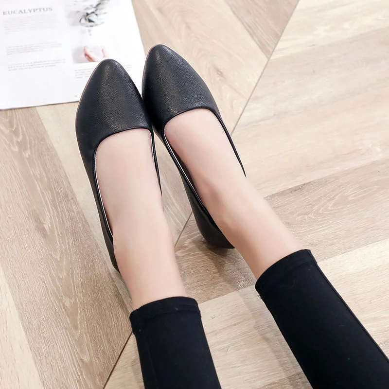 2023 spring new women's single shoes Casual Mary Jane leather shoes Fashion shallow mouth design loafers Large size 35-41