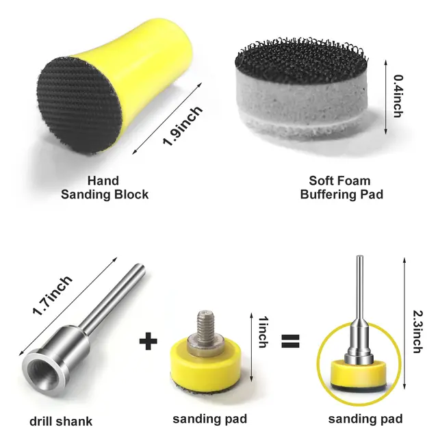 1 Inch 124Pcs Wet Dry Sandpaper Kit Hook&Loop with Polishing Pads and Interface Pad for Grinder Rotary Tools and Wood Grinding 3