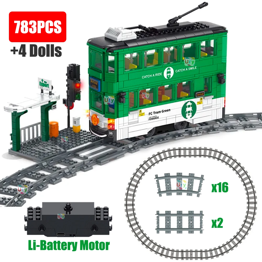 Tecnico Metropolitana Treno City Car Metro Tram Modello Elettrico Batteria Al Litio Ricaricabile Motore Building Blocks Giocattoli Per Regalo Ragazzo