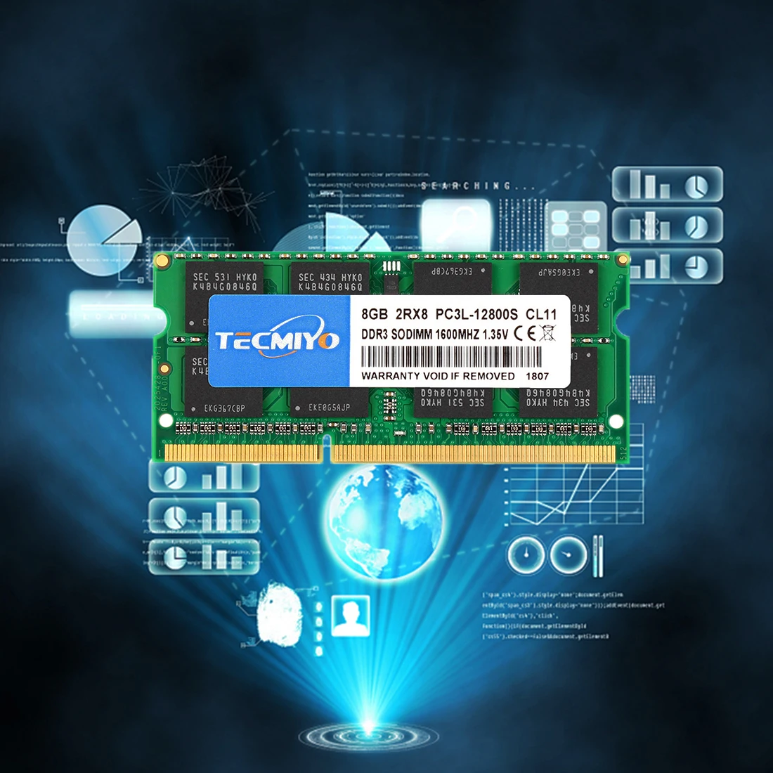 Laptop Ram Memory TECMIYO Laptop Memory RAM DDR3 DDR3L 8GB 4GB 1600MHz 1333MHz SODIMM 1.35V 1.5V PC3/PC3L-12800S PC3-10600S Non-ECC 1PCS