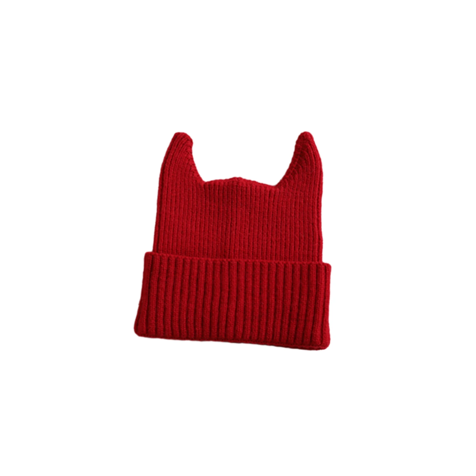 BeQeuewll Kids Boys Girls Knit Hat with Horns Cute Soft Solid Color Beanie Warm Winter Cap for Girls Boys For 1-6 Years