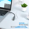 2 in 1 USB Type C to RJ45 USB-C Converter HUB PD 60W Fast Charging Type-C Network Card Lan Gigabit Adapter Cable For PC Notebook 5
