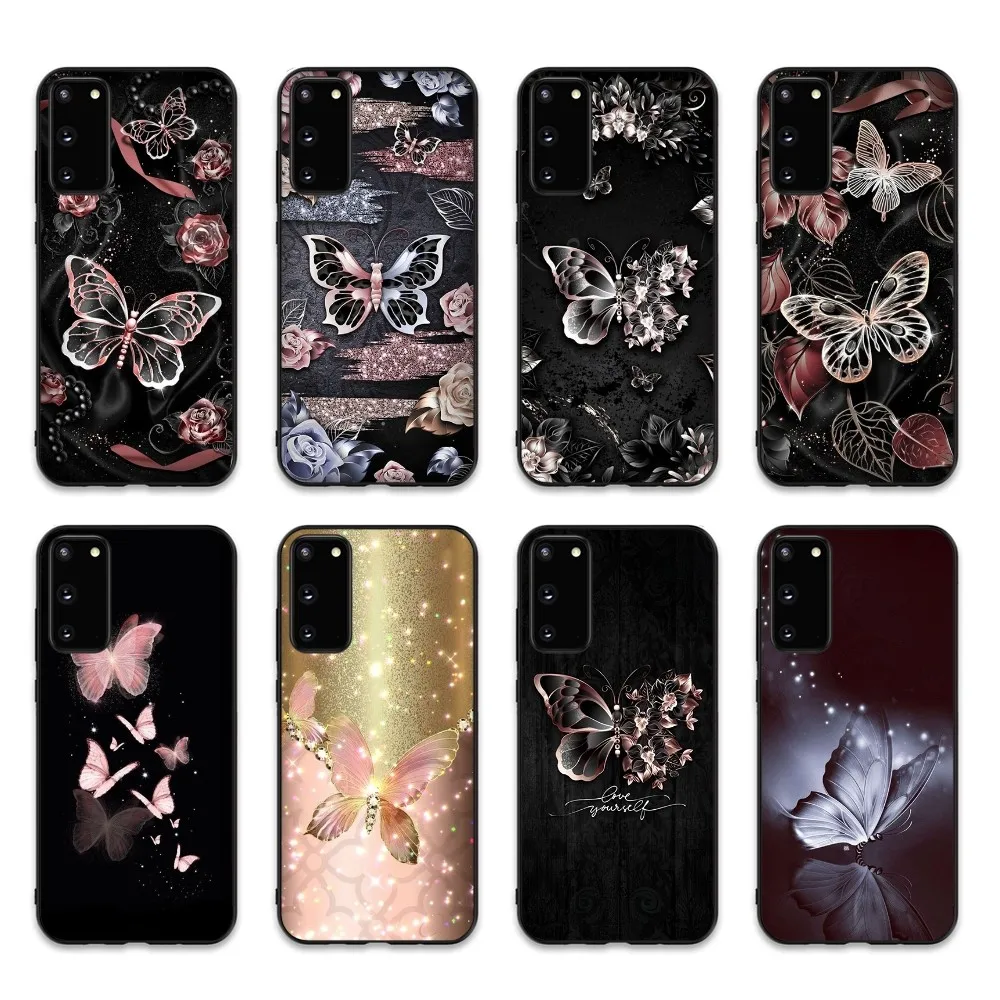 Beauty Pink Butterfly Phone Case Per Samsung S 9 10 20 21 22 23 30 23Plus Lite Ultra Fe S10Lite Fundas