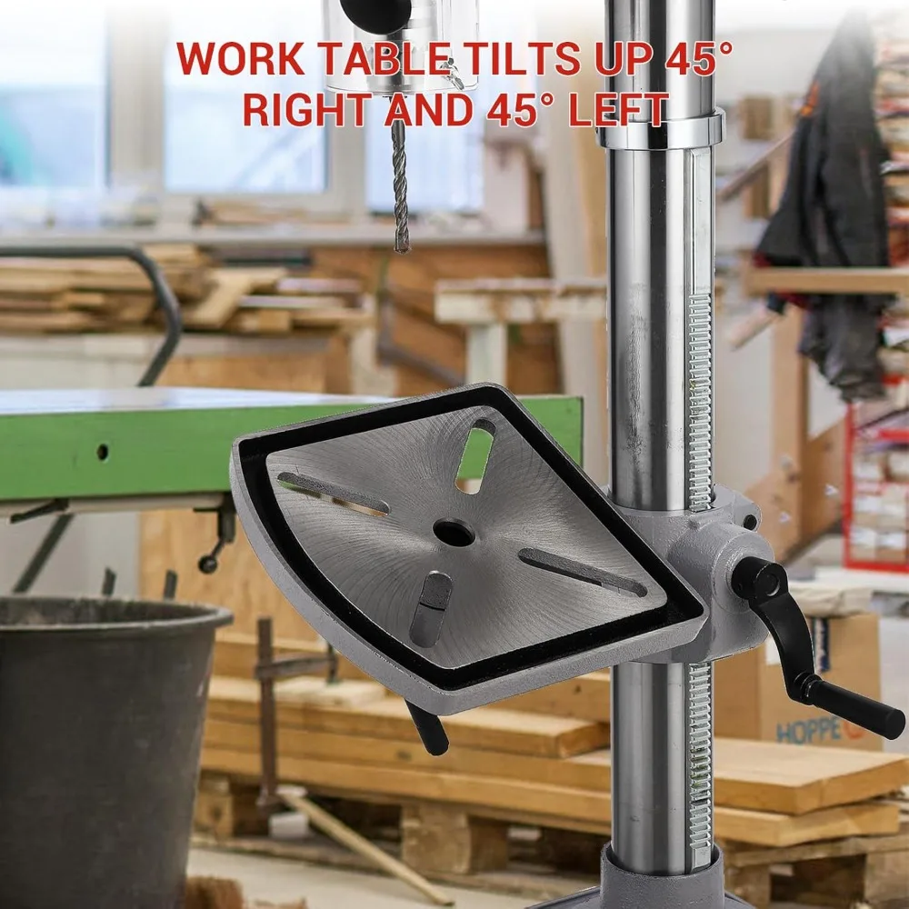 13 Inch Floor Drill Press, 7.5 Amp Variable Speed 288-3084 RPM, Cast Iron Bench Drill for Wood and Metal