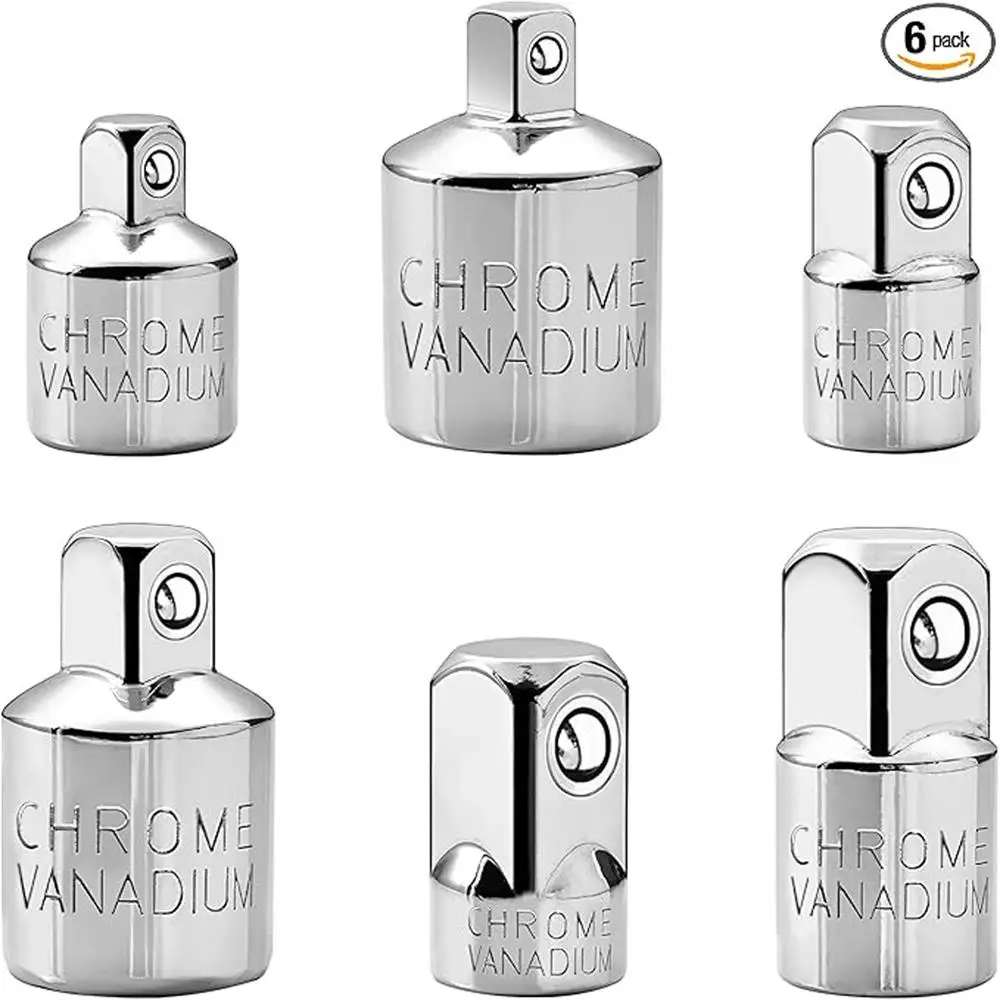 Socket Adapter Set 6 PCS 1/4" 3/8" 1/2" Chrome Vanadium Steel Ratchet/Socket Conversion Kit for Automotive Maintenance