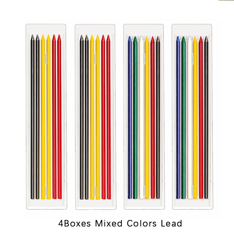 6-Color Deep Hole Woodworking Mechanical Pencils with Built-in Sharpener
