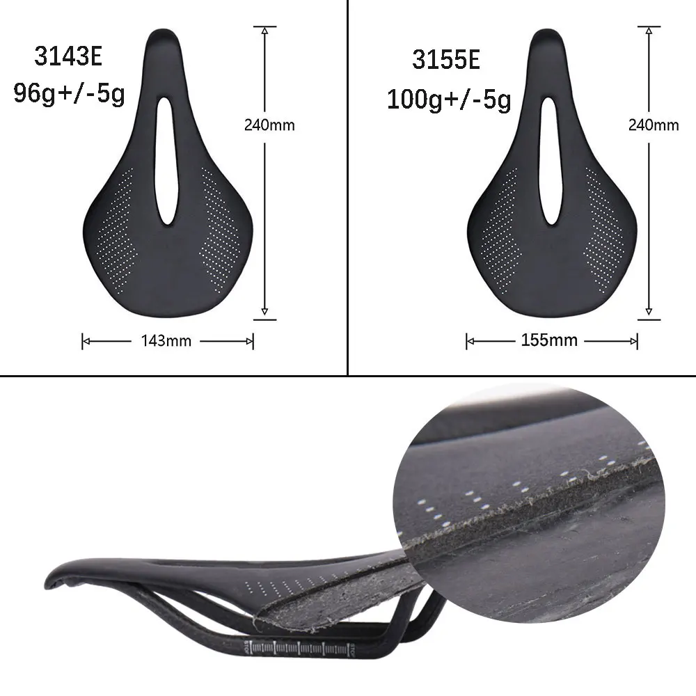 ELITAONE 3K Carbon Racing Sattel 96g MTB Rennrad Sitz Wasserdicht Leichter Fahrradsattel 240x143/155mm – Detail 2