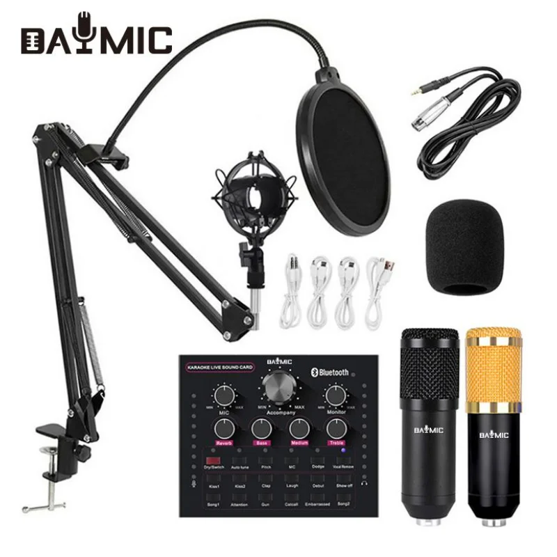 

Wholesale Professional BM800 Condenser Microphone Kit With Shock Mount V12 Sound Card Set For Broadcast Podcast Recording