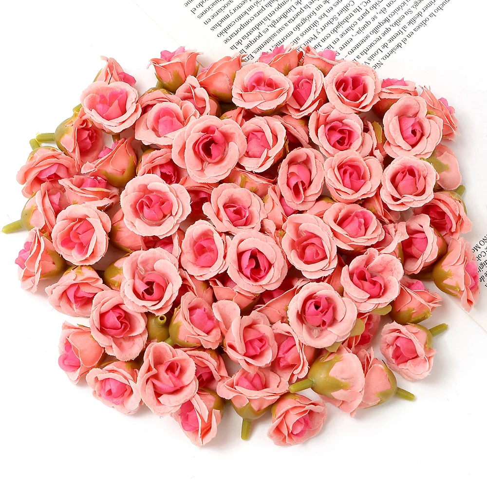 10/40 Stück Rose Künstliche Blumen 2CM Gefälschte Blumen Home Room Decor Garten Hochzeit Dekoration DIY Scrapbook Girlande Geschenk Zubehör – Detail 19