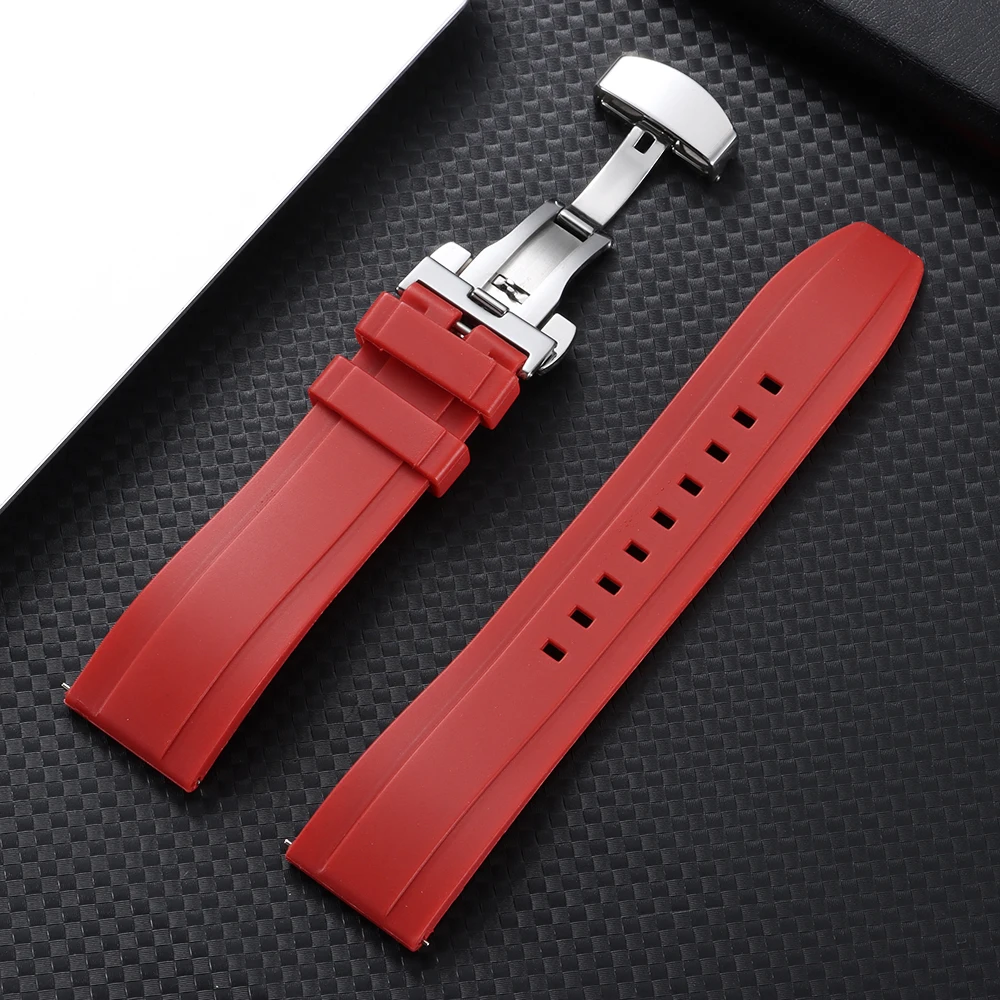 Quick Release Silicone Watch Strap - Premium Rubber Wristband for Women & Men, Tropic Style - Available in Multiple Sizes