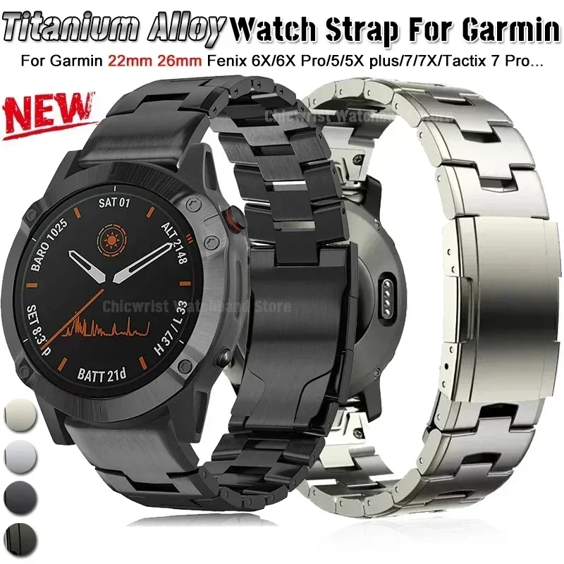 22 26Mm Garmin Titanium Metal Band Per Fenix 7X 7 6X Pro 5X Plus/ Instinct/Epix Forerunner945 Bracciale Quick Fit Strap Wristband