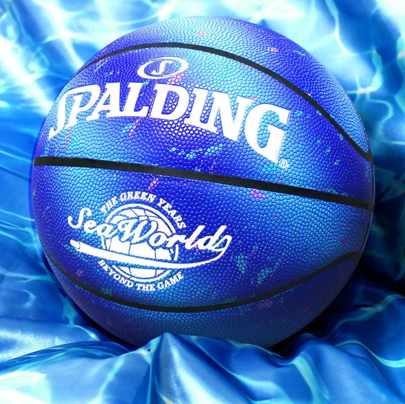 

Original Spalding Starry Sky Sea Wold Blue Basketball 77-338Y PU Wear Resistance Game Training Indoor Outdoor Ball Size 7
