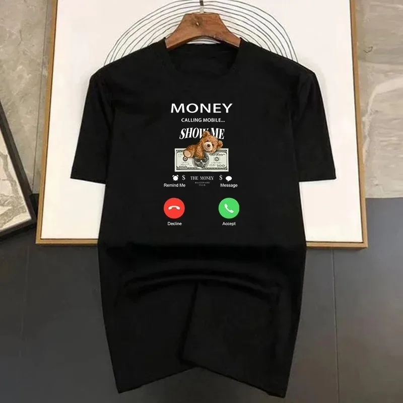 

2024 New Summer Funny Bear Print T Shirt For Man Vintage Unisex Oversized Leisure and Loose Fitting Running T shirt Y2k Tops