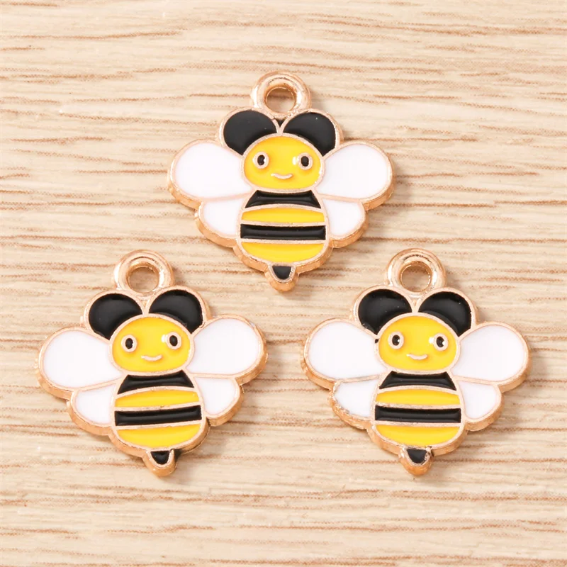 Tusember 20 Stück Gemischte Emaille-Cartoon-Bienen-Anhänger Niedliche Honigbienen-Charms für Halsketten Ohrringe Armbänder Schmuckherstellung Basteln – Detail 11